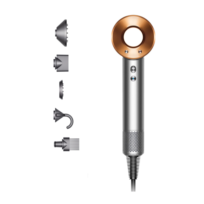 Dyson Supersonic HD07 Bright Nickel/Bright Copper Hair Dryer with additional parts