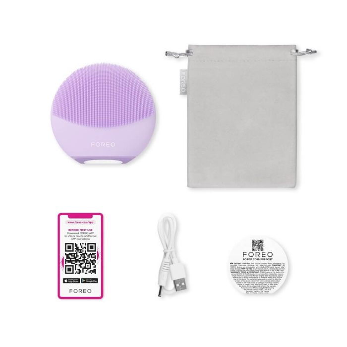 FOREO LUNA 4 mini Lavender - Facial cleansing device whats in the box
