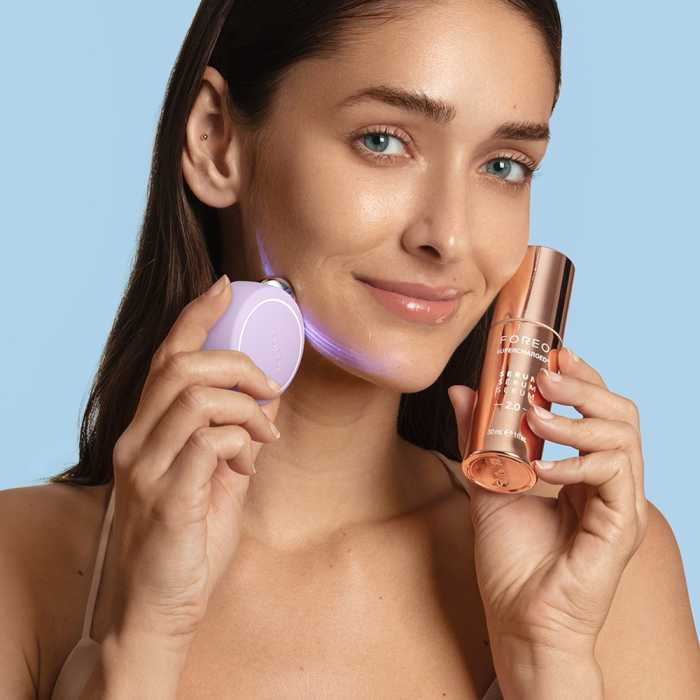 FOREO BEAR 2 Go Lavender, microcurrent facial device using